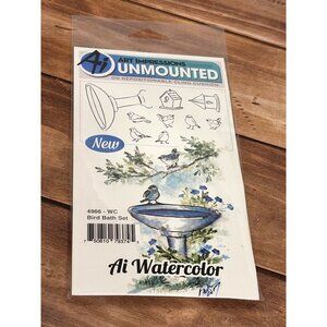 ART IMPRESSIONS 4966 WC BIRD BATH / HOUSE RUBBER UNMOUNTED STAMP SET OF 9